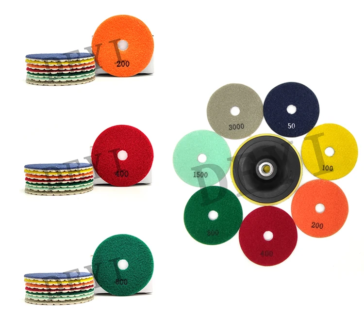 product deyi 3 inch 7steps resin flexible abrasive dry diamond polishing pad  granite marble polier pad-17