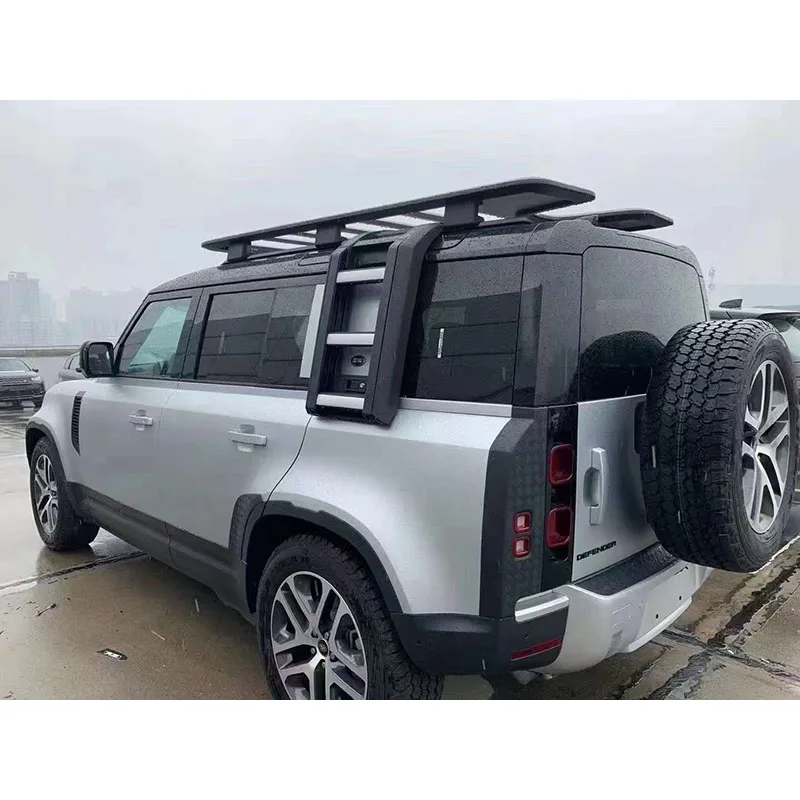 Glossy Black Side Ladder For Land Rover Defender 90/110/130 (2020-2024) - Foldable Roof Access Ladder