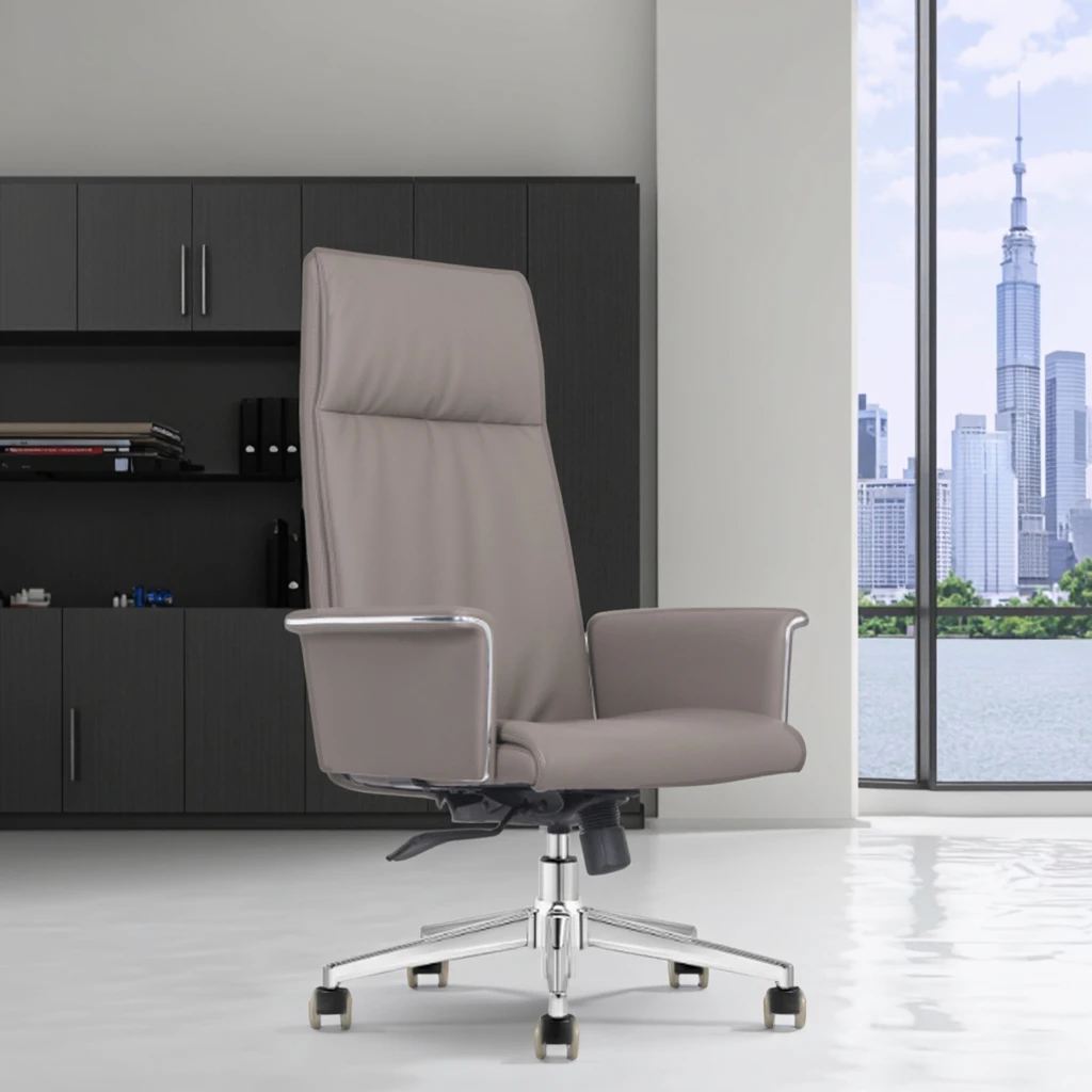Budget PU Leather Task Chair Mechanical Tilt Lock Steel Base Chrome Gas Lift Affordable Seating 6