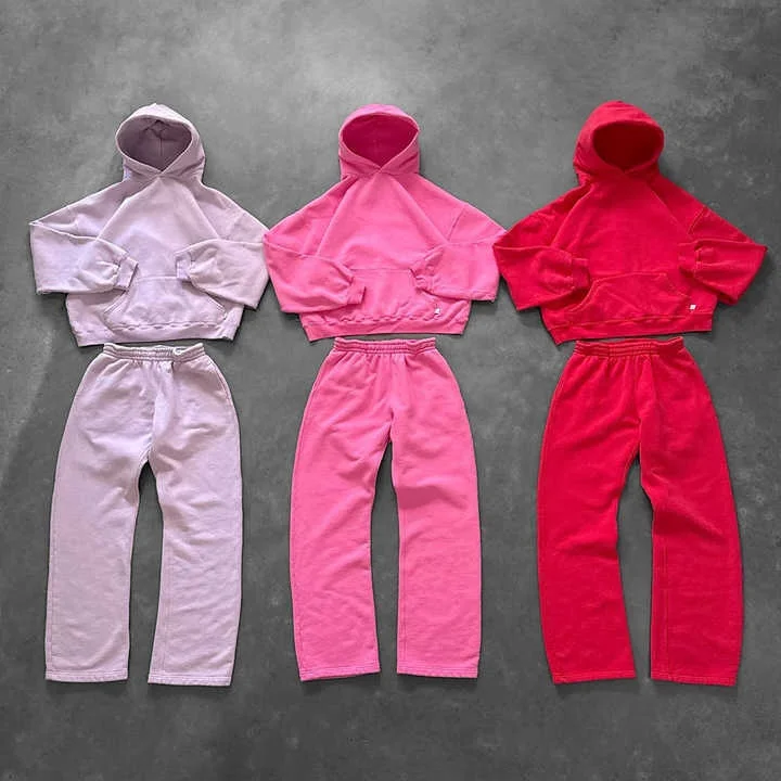 Salati Custom Winter Oversized Cotton Baggy Blank Hoodies and Sweatpants Set Man Jogging Suit Sweatsuit Sports Tracksuit for Men gallery 2