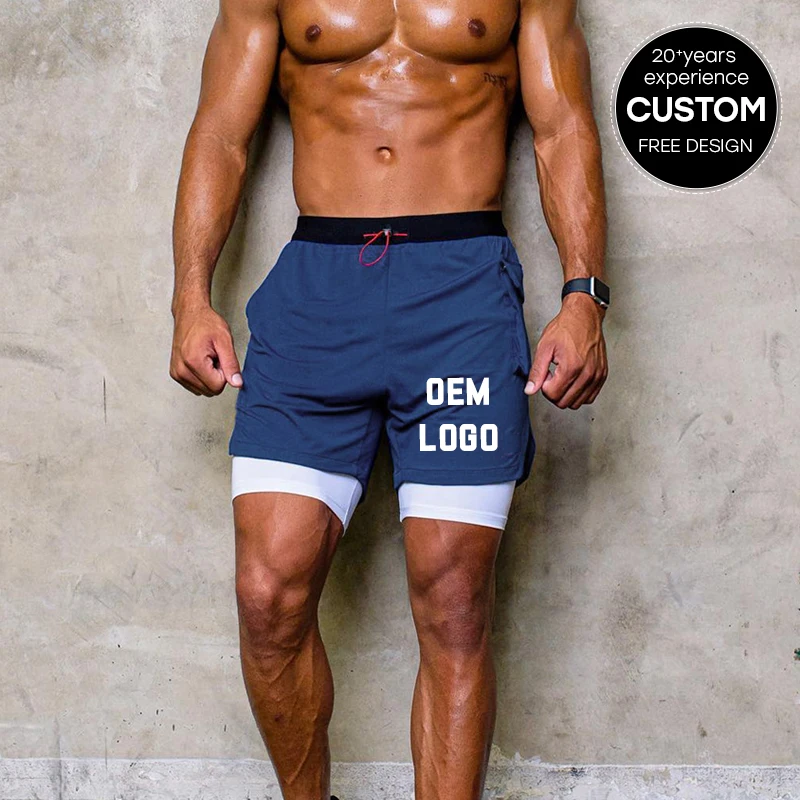 Custom  Muscle Men'S Sports Shorts Summer Fiess Running Training Breathable Double-Layer 2 In 1 Gym 5 In Inseam Shorts793_voghion.com