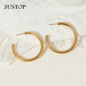 New Arrival 18K Gold Plated Stainless Steel Geometric Hoop Earrings Vintage Party Jewelry Waterproof & Hypoallergenic