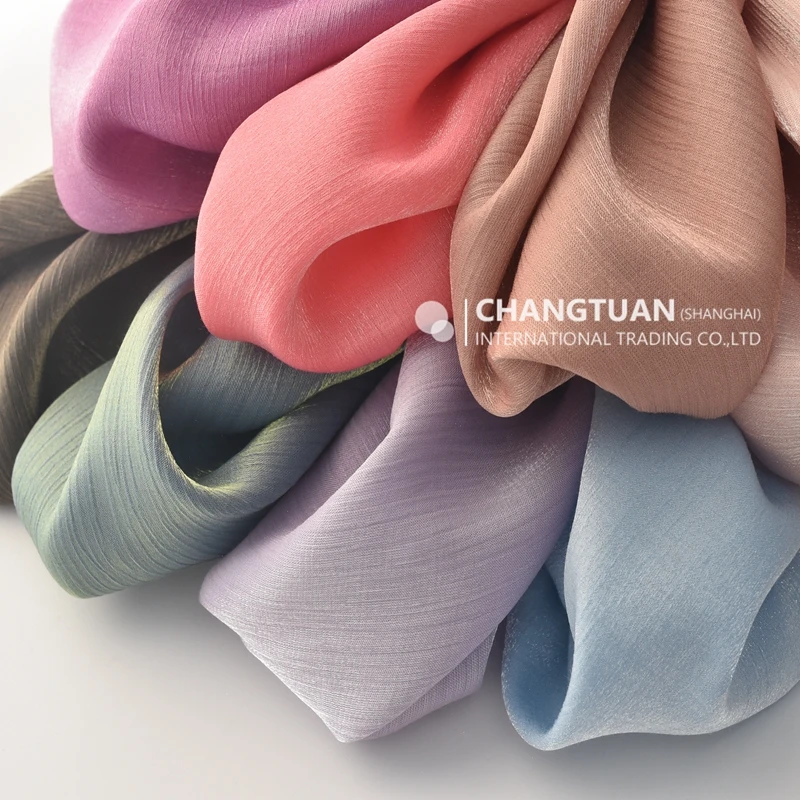 Wholesale Silky Polyester Crepe Fabric Charmeuse Glitter Plisse