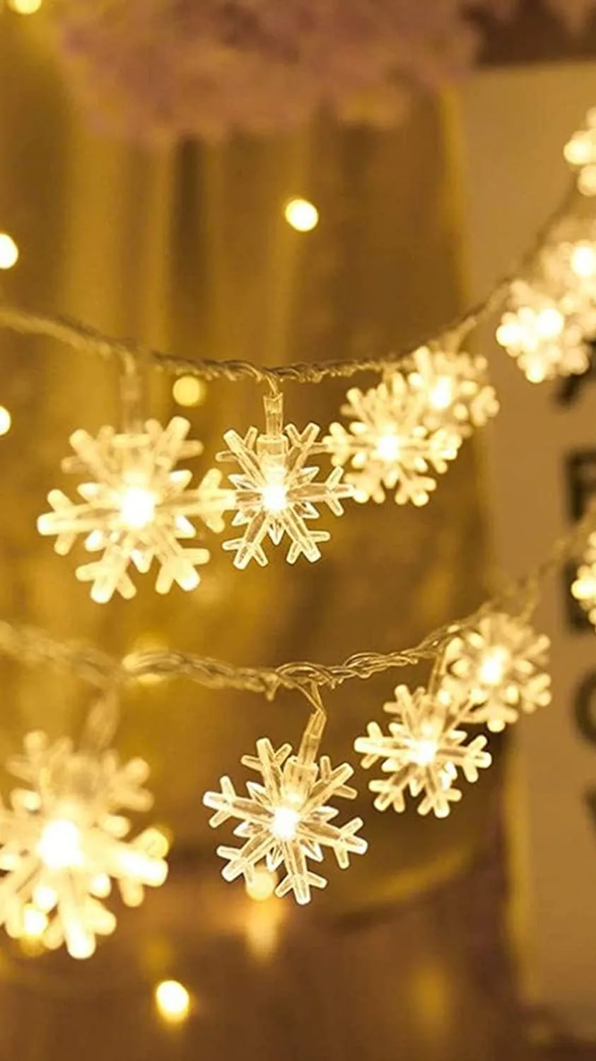 OWill Snowflake Fairy Lights Christmas Decorations, 6M/20ft 40LED Battery Powered Christmas Tree String Lights, Staring And Shining Modes For Xmas