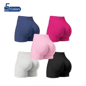 Wholesale Women's Seamless Hip Lifting Workout Fitness Shorts Athletic Style High Waist Quick Drying Yoga Shorts with Pockets