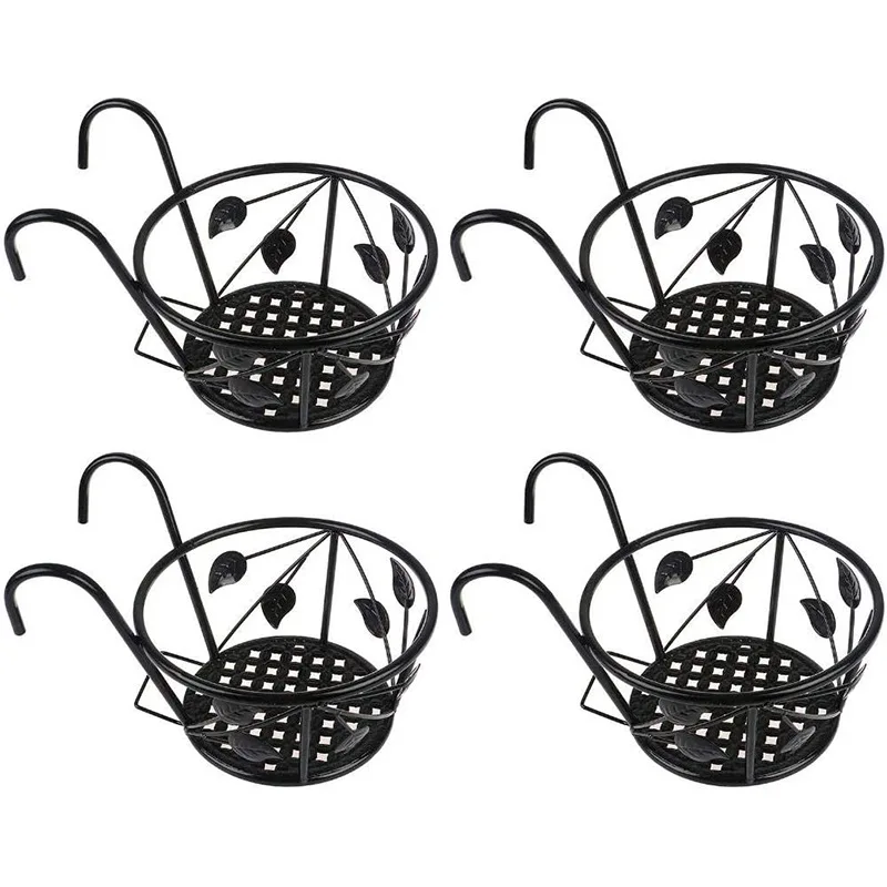 Balcony flower rack household iron hanging flower pot rack railing succulent green flower indoor storage rack details