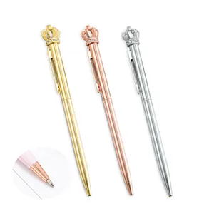 Supply New Creative Cute Crown Metal Ballpoint Pen With Spinning  Print Logo Custom Laser Engraved for Stationery Office