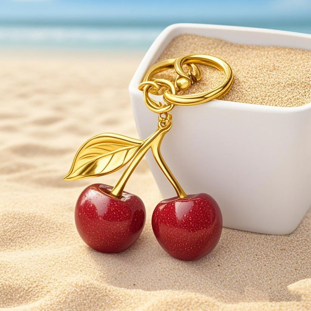 Creative Custom Crystal 3D Cherry Keychain Exquisite Women's Bag Pendant Cute Car Keychain