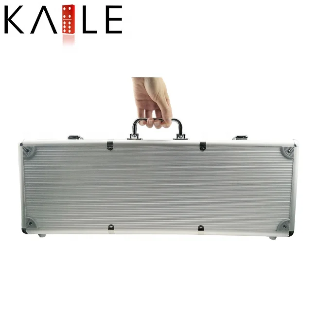 Серебристый алюминиевый корпус 500 шт. футляр для покерных чипов