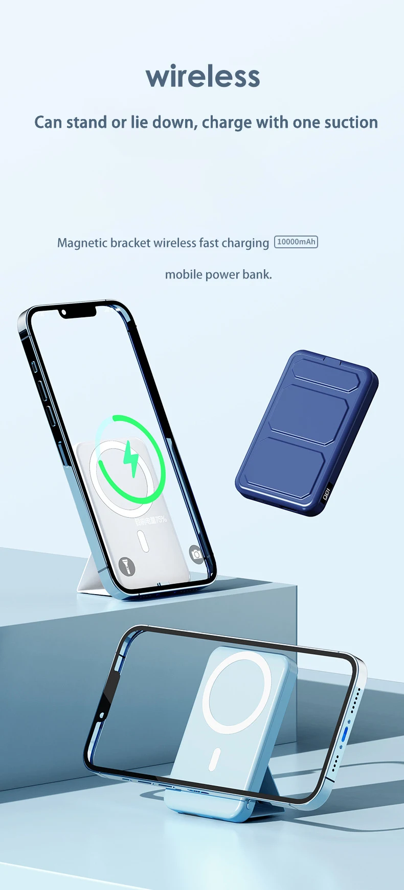 Chinese factory supplier supply  Customized Logo Phone Holder Mobile 10000mah Powerbank Magnetic Wireless Fast Charging Portable Charger For Universal Phone - Buy High Capacity 10000mah Portable 15w Power Bank Ultra Slim 10000mah Power Banks Portable Mobile Charger Power Bank High Capacity newest Magnetic 5000/10000mah Pd22.5w Powerbank Usb Fast Charge Wireless Charging Power Bank 15w Wireless Charging Power Bank Large Capacity 10000mah Power Bank 2 Usb Port 2.1a Output Fast Charging Slim Powerbank Promotion Gift Colourful Fast Charger