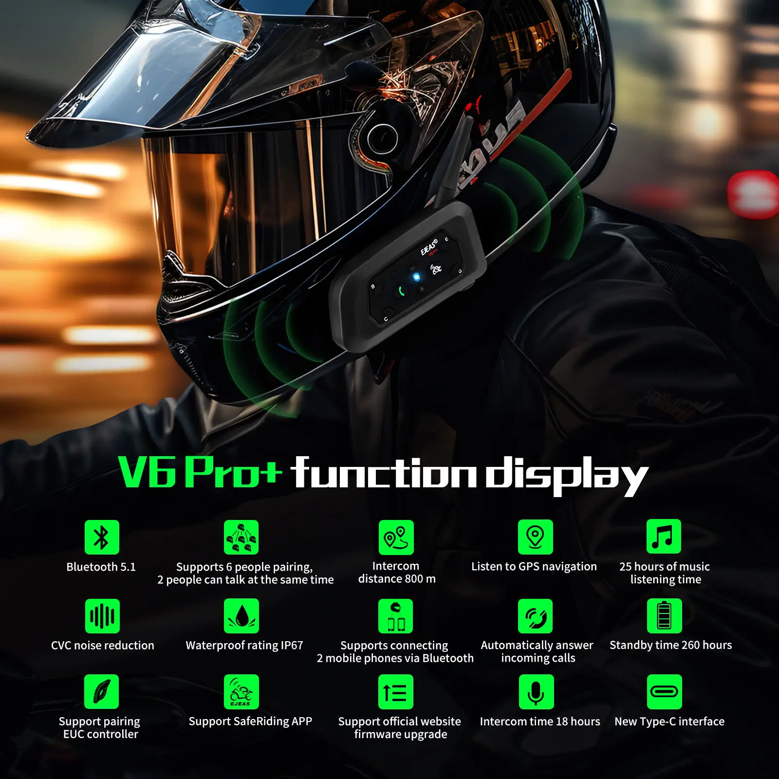 EJEAS V6 Pro bluetooth Intercom Motorcycle Two Way Conference Intercom Motorcycle Ejeas Intercom V6 Intercomunicador Para Moto
