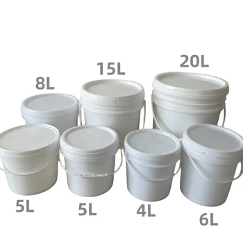 Food grade plastic Barrels Container Transparent White 1L 2L 5L bucket Cream Milk round clear plastic bucket with lid