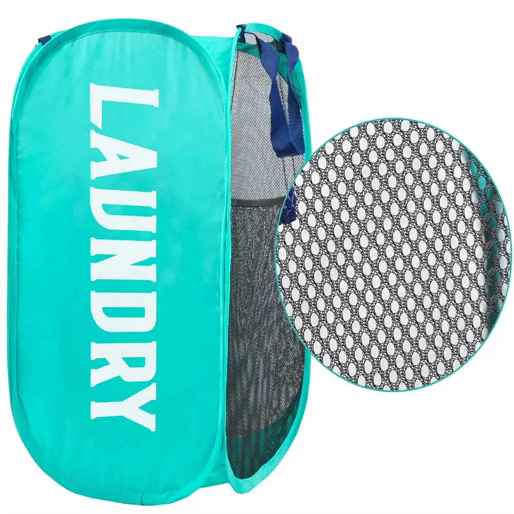 Collapsible Laundry Baskets Fold Mesh Laundry Basket Pop Up Mesh Basket