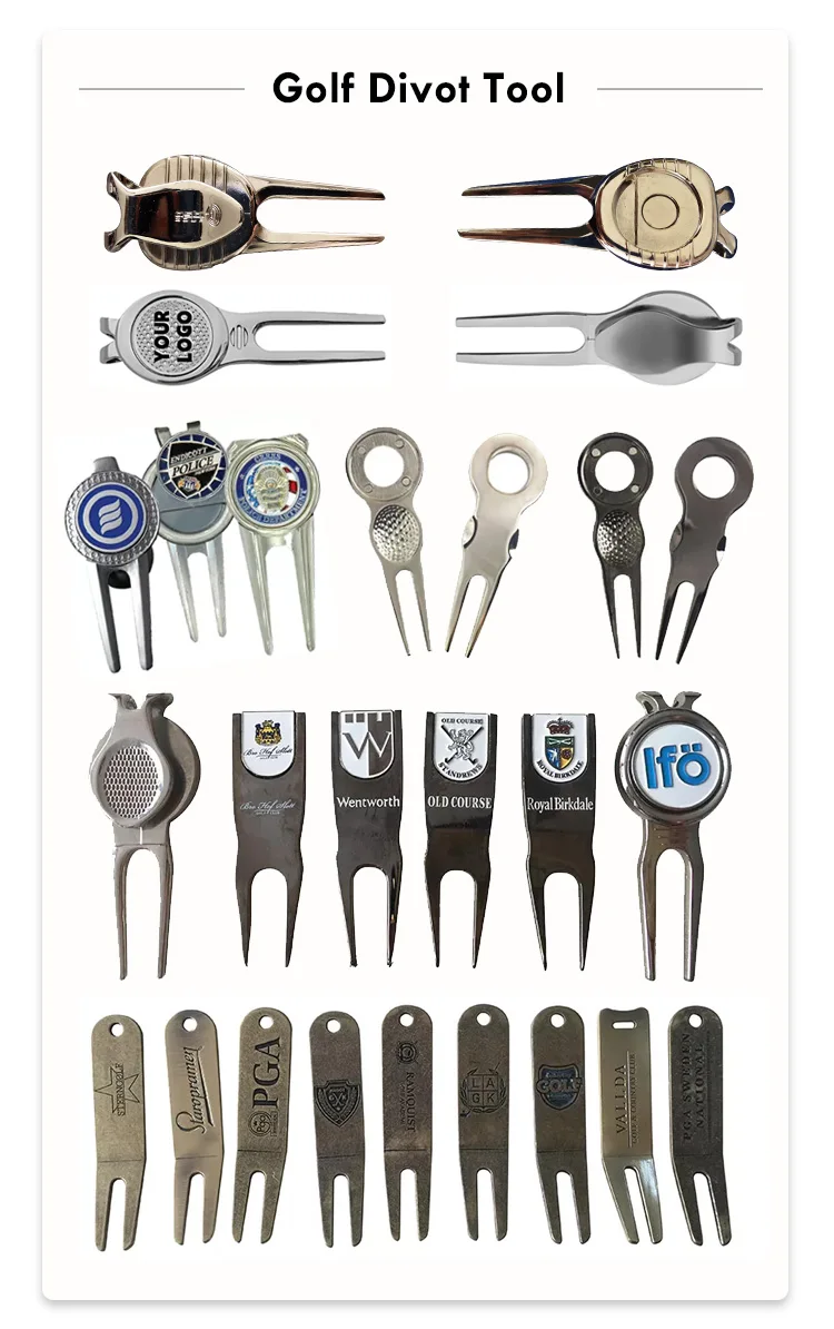 Custom Golf Accessories Multifunctional Divot Repair Tool Ball Marker Golf Divot Tool Golf Cigar