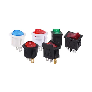 Led 220v Rocker Switch on Off Copper Pin Red Green Blue Yellow Plug with Socket Electrical Outlet Connection No reviews yet