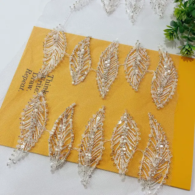 KOREAN BEADED WHITE HEADWEAR MESH EMBROIDERY FASHIONABLE CRYSTAL DRESS HAIR ORNAMENTS