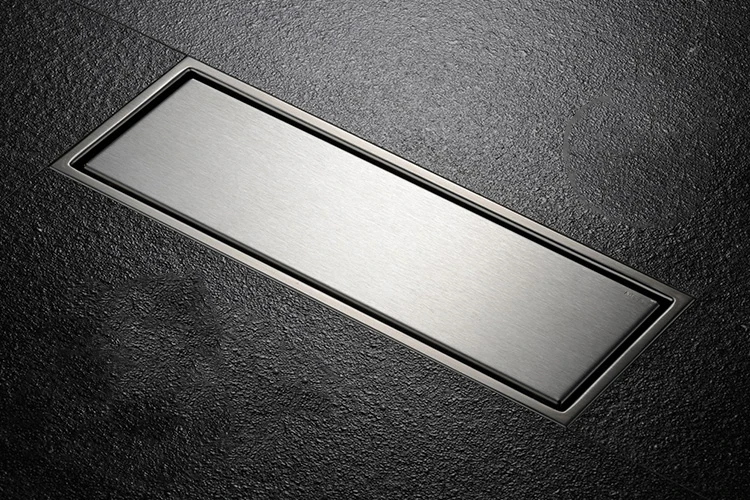 Modern Long Linear Concealed Invisible Tile Insert Bathroom Drainage Floor Drain New Style SUS304 Stainless Steel Polished