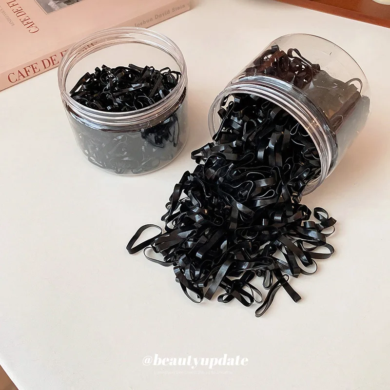 Одноразовая резинка для волос в коробке с резиновой лентой интернет-знаменитостей плотное черное маленькое кольцо Эластичные аксессуары оптовая продажа