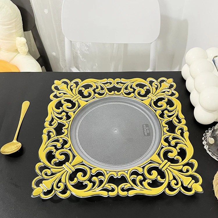 13" Square Clear Plastic Charger Plates Wedding Dinner Ware For Home