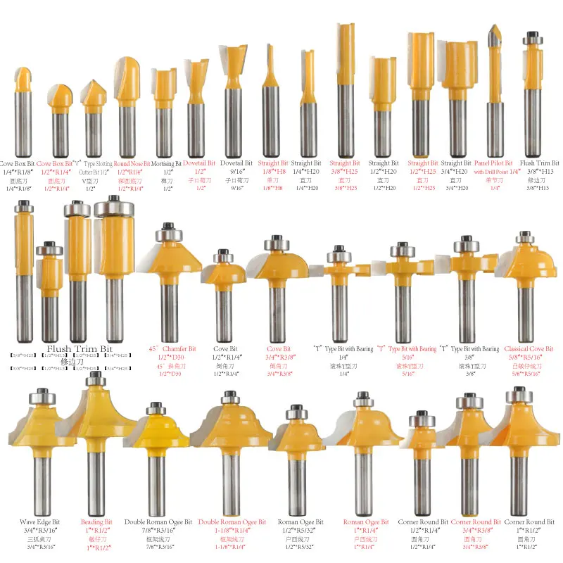 35pcs Router Bits Set Tool Set With Carrying Case Woodworking Tools Cnc