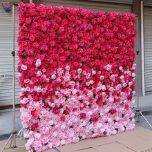 Custom Made Logo Wedding Backdrop 3d Customized Style Silk Wedding Event Decoration Flowers Wall Silk Rose Flower Wall Panel