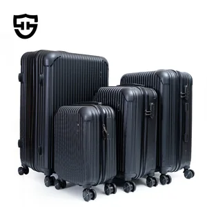 Wholesale Large Capacity Unisex Luxury Black Luggage Sets Lightweight Anti Crack 4 Piece Trolley Luggage Set 16/20/24/28 Inch