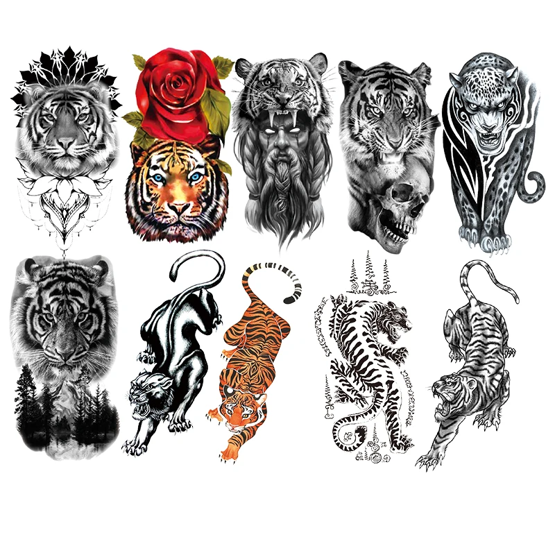 Pegatina De Tatuaje Impermeable Y Temporal Para Hombres Y  Mujeres,Calcomanías De Animales Realistas,Plantillas De Vida Salvaje,Cuerpo  De Tigre,Ar,Venta Al Por Mayor - Buy Personalizado Del Tatuaje Etiqueta  Engomada Del Tatuaje,Rosa Tigre Tatuaje