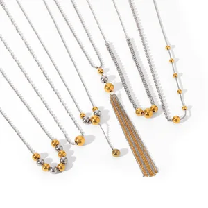 MW Bead Jewelry Stainless Steel Strand Necklace 18K Gold Plated Party Women's Minimalist Light Luxury Diamond Pearl Niche