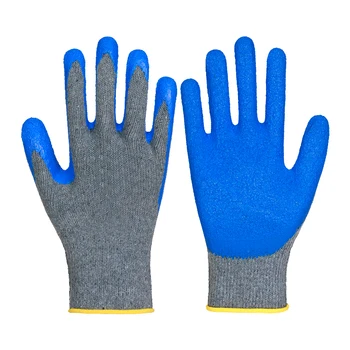 Grey crinkle finished latex coated glove wrinkle finished good grip for construction work protective hand gloves safety gloves