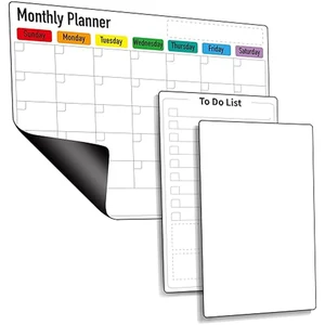 Art Deco Whiteboard Monthly Weekly Daily Magnetic Dry Erase Planner Set Rubber Magnet Shapes Medium Paper for Refrigerator Use