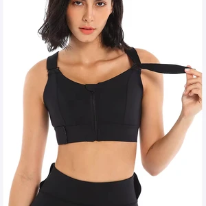 Front Closure Open Back Adjustable Solid Color High Impact Gym Bra Plus Size Sports Yoga Bras for Womens