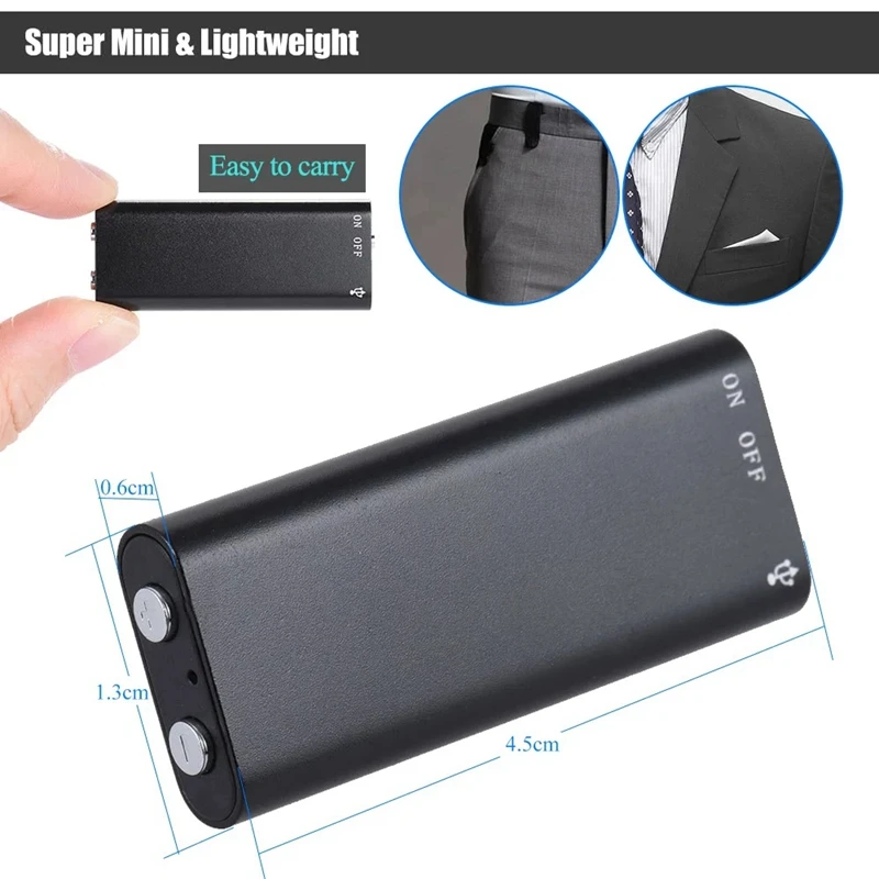 Digital Voice Recorder Support Audio Activated   MP3 Player 192kbps Audio Sound Recording Device