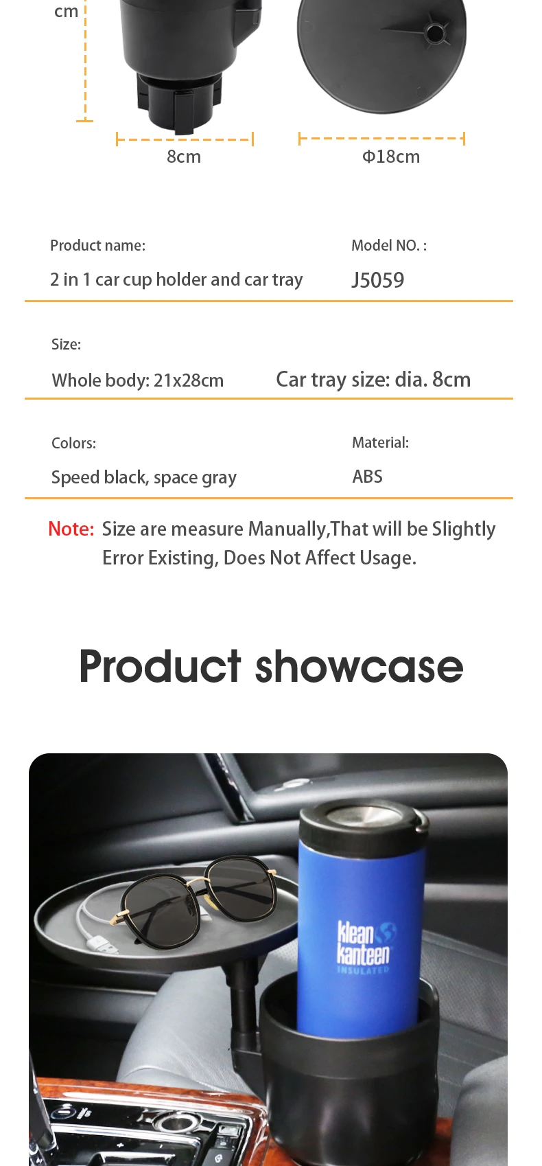 Car Cup Holder Expander And Attachable Tray Fits 1640 Oz Large Cup