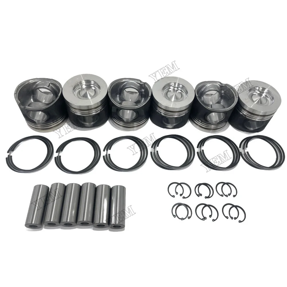 Cylinder Pistons and Rings Set Compatible for Deutz BF6M2012s OEM Engine Parts 6