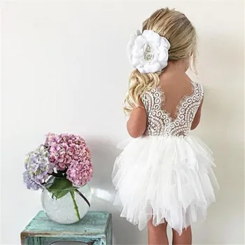 4243 Toddler Girl Baby Clothing Dresses Formal Birthday Christening Lace Tulle Dress Kids Infant Party Cake Smash Clothes Outfit