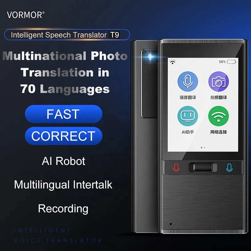 Vormor T9 Portable Translator - Instant 2-Way Voice Translation