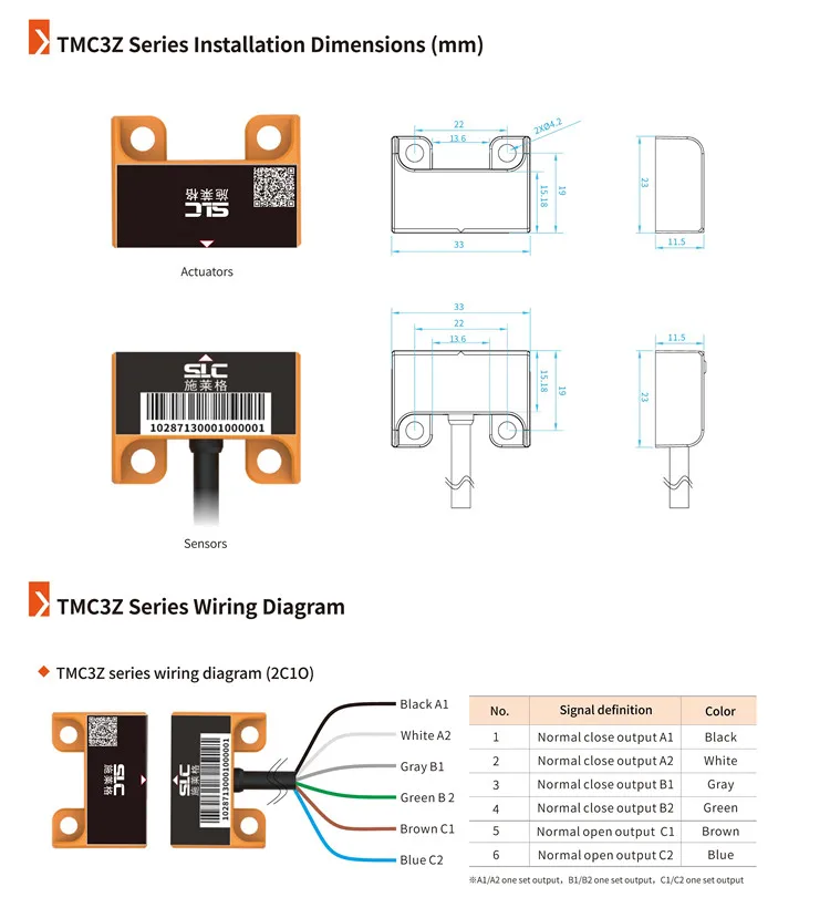 Slc Tmc3z-2c Series Non - Contact Magnetic Coded Safety Switches For ...