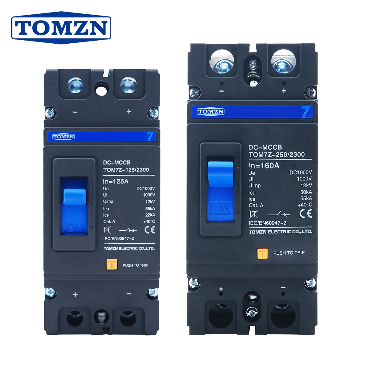 TOMZN TOM7Z 2P DC 1000V DC Solar Molded Case Circuit Breaker MCCB Overload Protection Switch Protector for Solar Photovoltaic PV