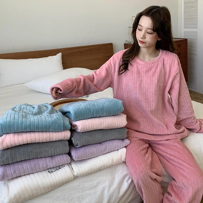 Japan Sexy Coral Fleece Pajamas Women 2022 New Autumn and Winter Fleece-Lined  Thickened Nightgown High-Grade Home Wear - AliExpress