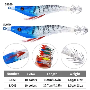 Cheery Live Bait Wood Shrimp Set Bionic 12-Piece Luminous Squid Hook Fluorescent Fake Shrimp Electronic Double Row Fishing Gear – Hooks – view 3