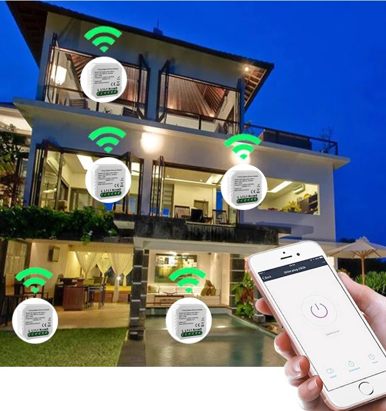 Tuya Zigbee Triac Dimmer Module in Wall Switches Used to Led Light Incandescent Halogen Lamp