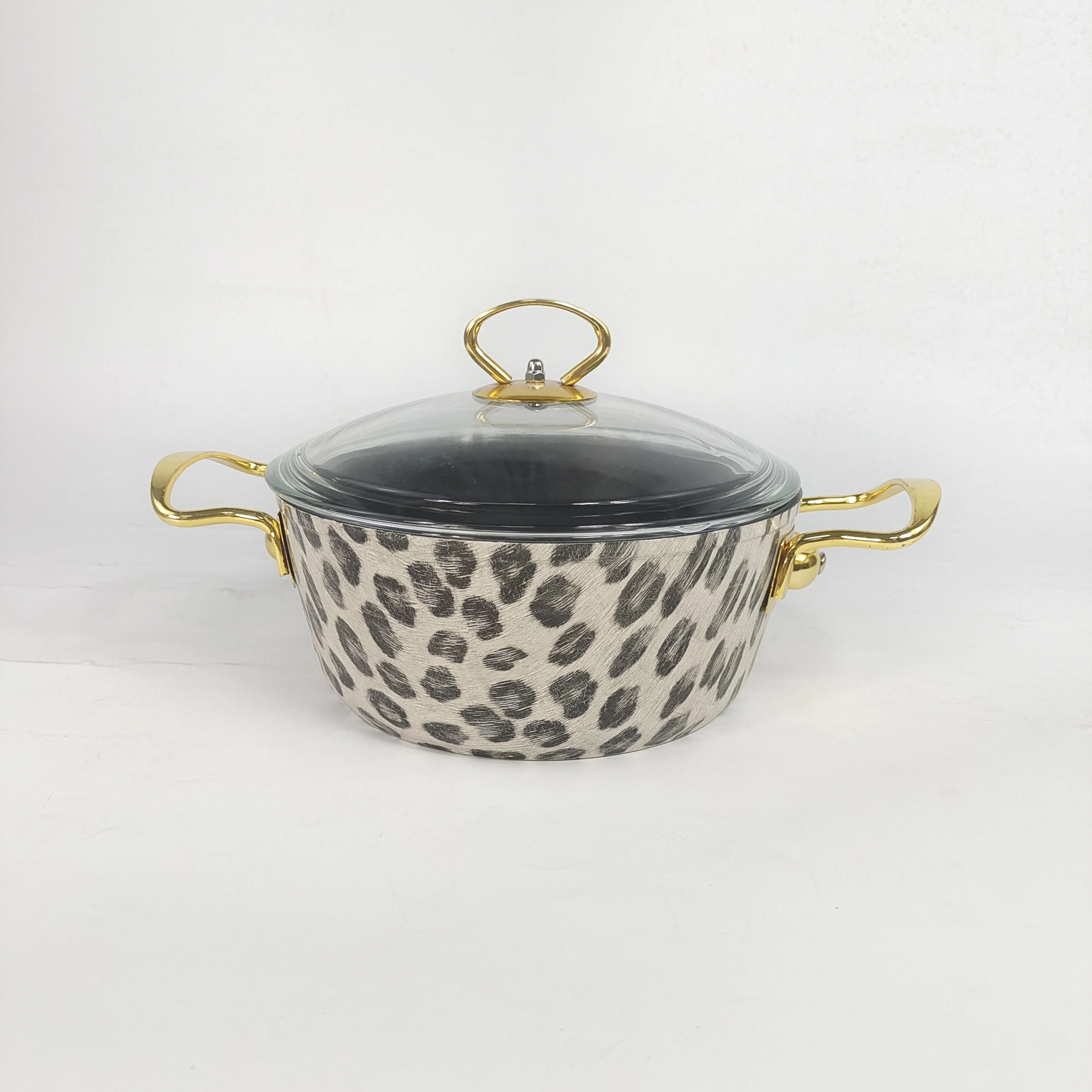 Heavy Duty Aluminum Leopard Print Cooking Pot With Die Cast