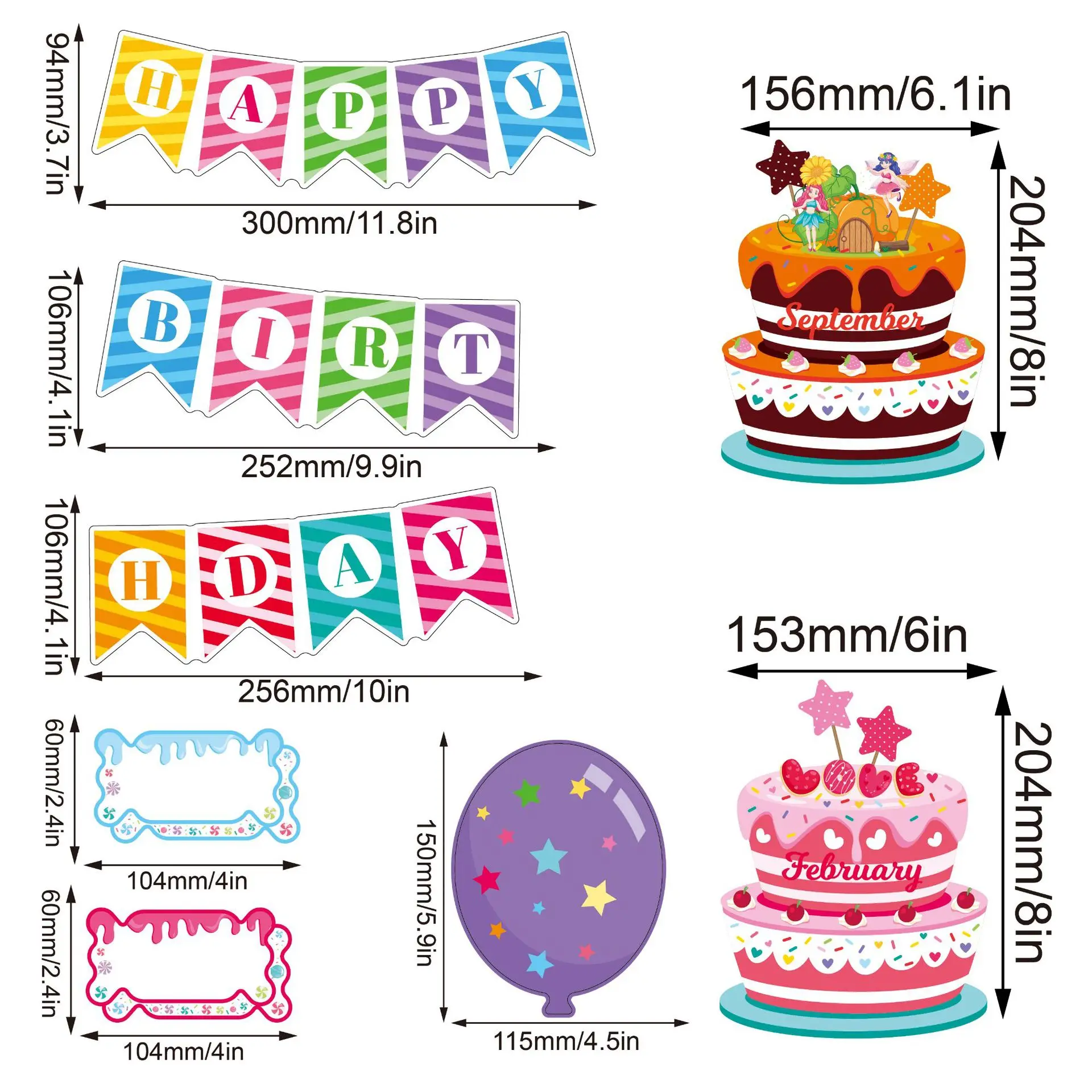 Happy Birthday Bulletin Board Set Birthday Wall Classroom Decoration Cutouts for Calendars Bulletin Boards Classrooms