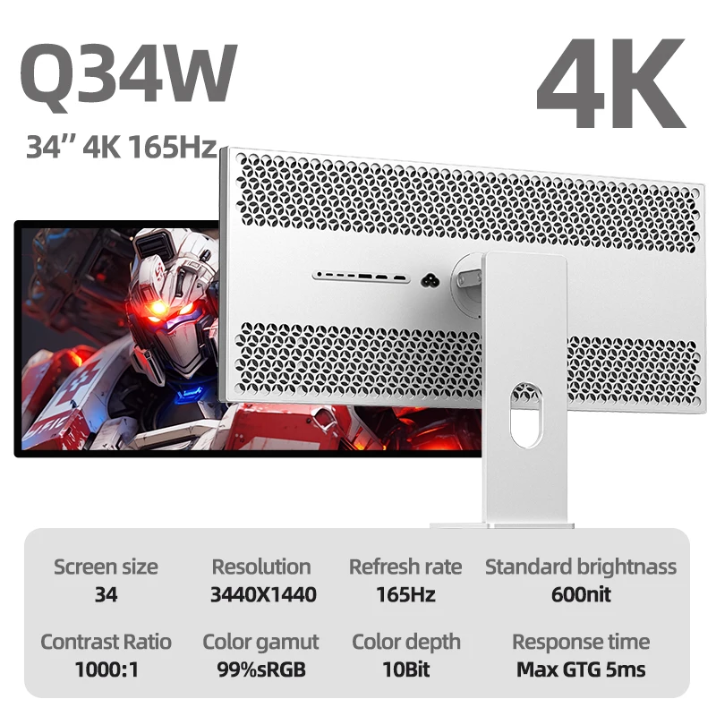 Kuycon Q34W 34-Inch IPS Gaming Monitor - 3440x1440, 165Hz, Anti