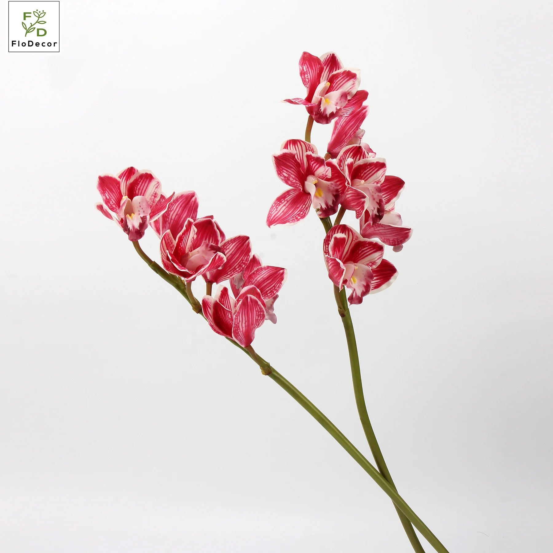 High Quality 6 Heads Artificial Cymbidium 68CM Orchid Real Touch Flower for Shopping Mall Home Decoration
