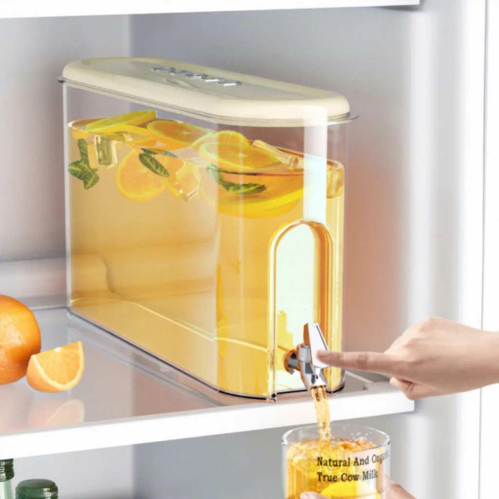 Modern Eco-Friendly Large Capacity Fridge-Mounted Beverage Dispenser with Detachable Design and Tap