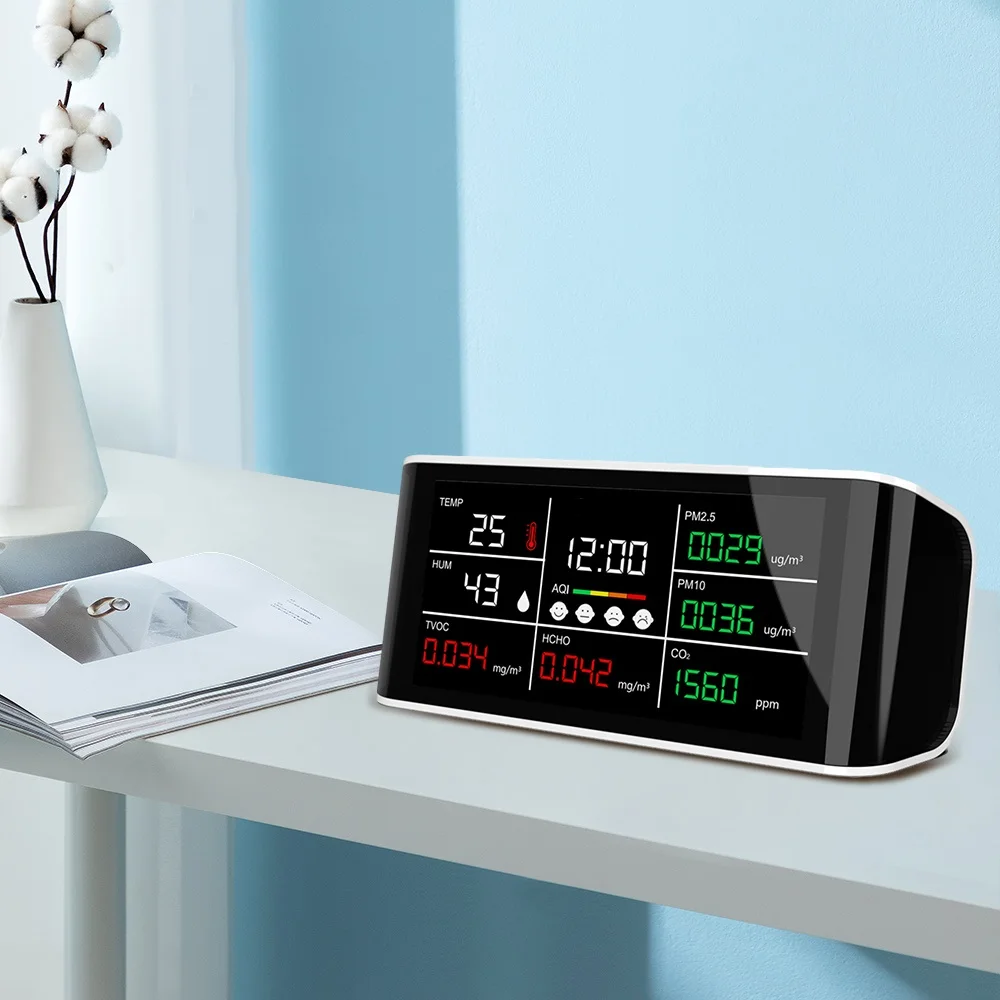 Analizador De Calidad Del Aire Doméstico – Monitor Interior, Detector De PM2.5 Y Formaldehído, Pantalla, Carga Type-C