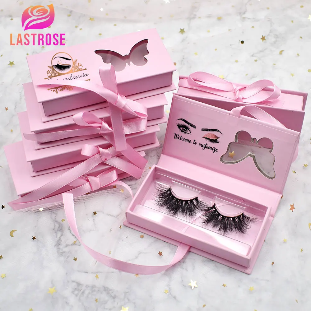 Custom Lashpackaging Box With Rhinestone Luxury Ribbon Rectangle