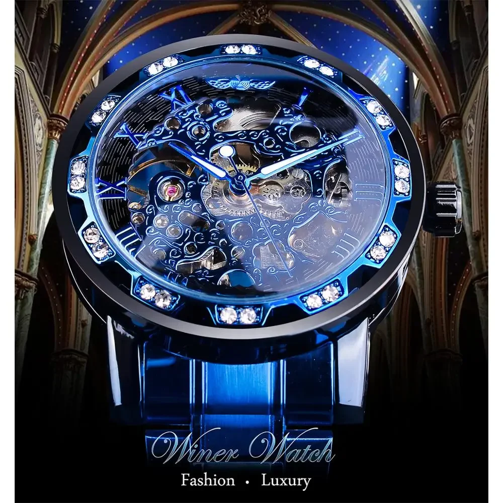 Luxury Blue Stainless Steel Mechanical Watch