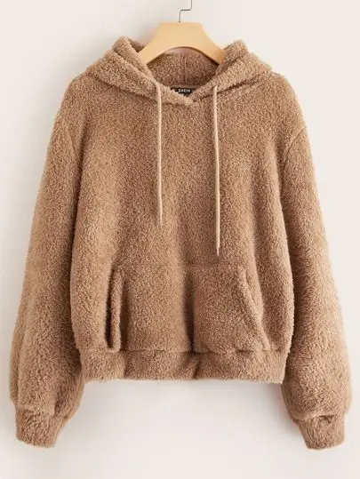 teddy drawstring moletom com capuz